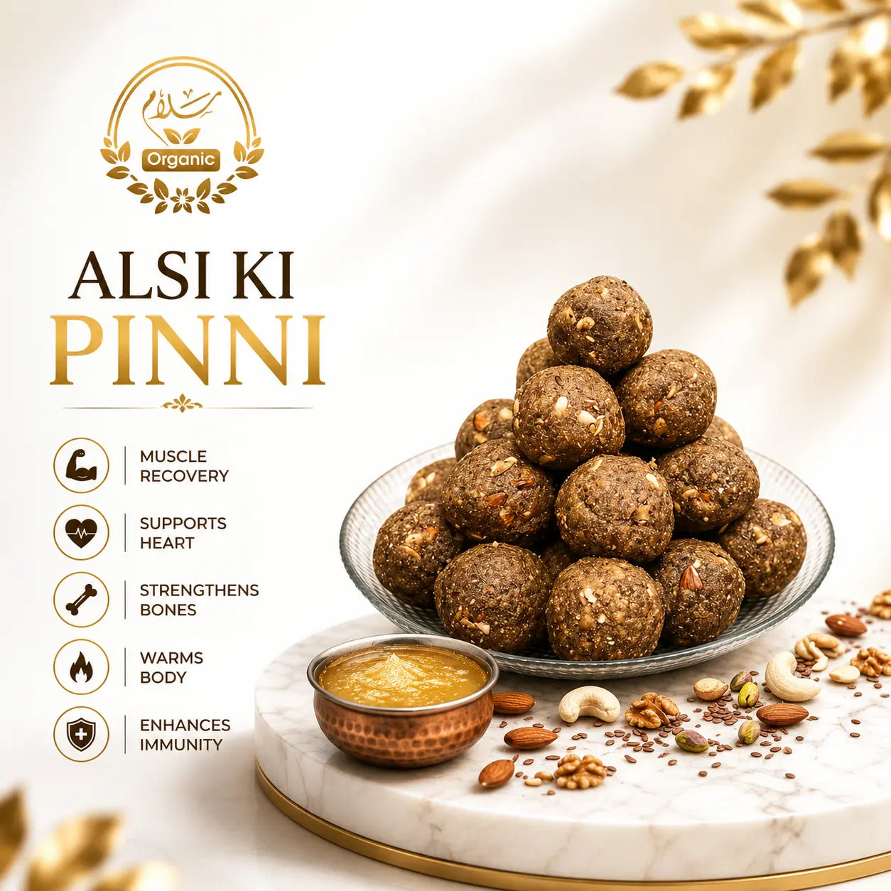 Alsi ki pinni flaxseeds laddu salaam Organic